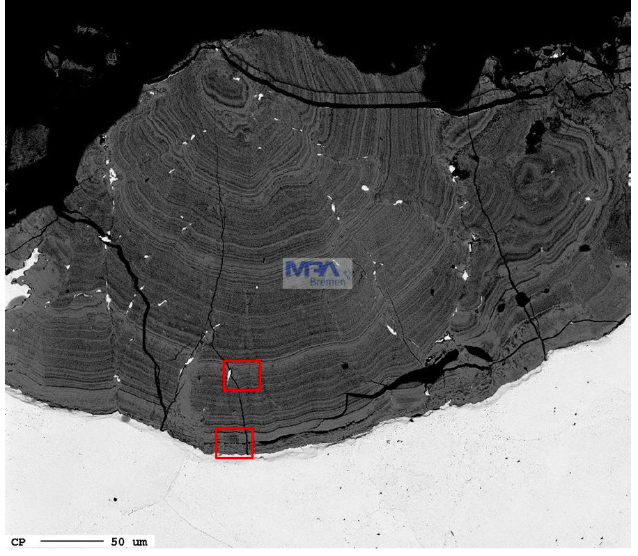 Loodcarbonaat onder de microscoop. Foto: Herbert Juling (MPA).